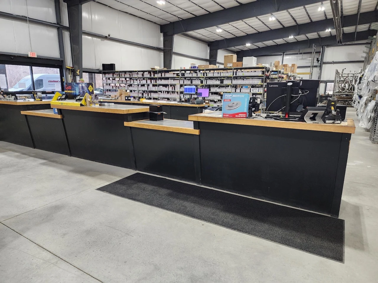 The sales counter where customers can purchase their parts or ask questions.