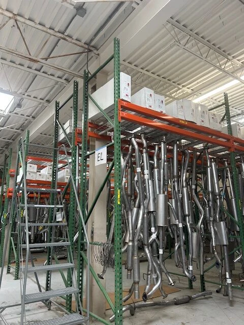 Inventory of exhausts in Akron United Auto Supply store.