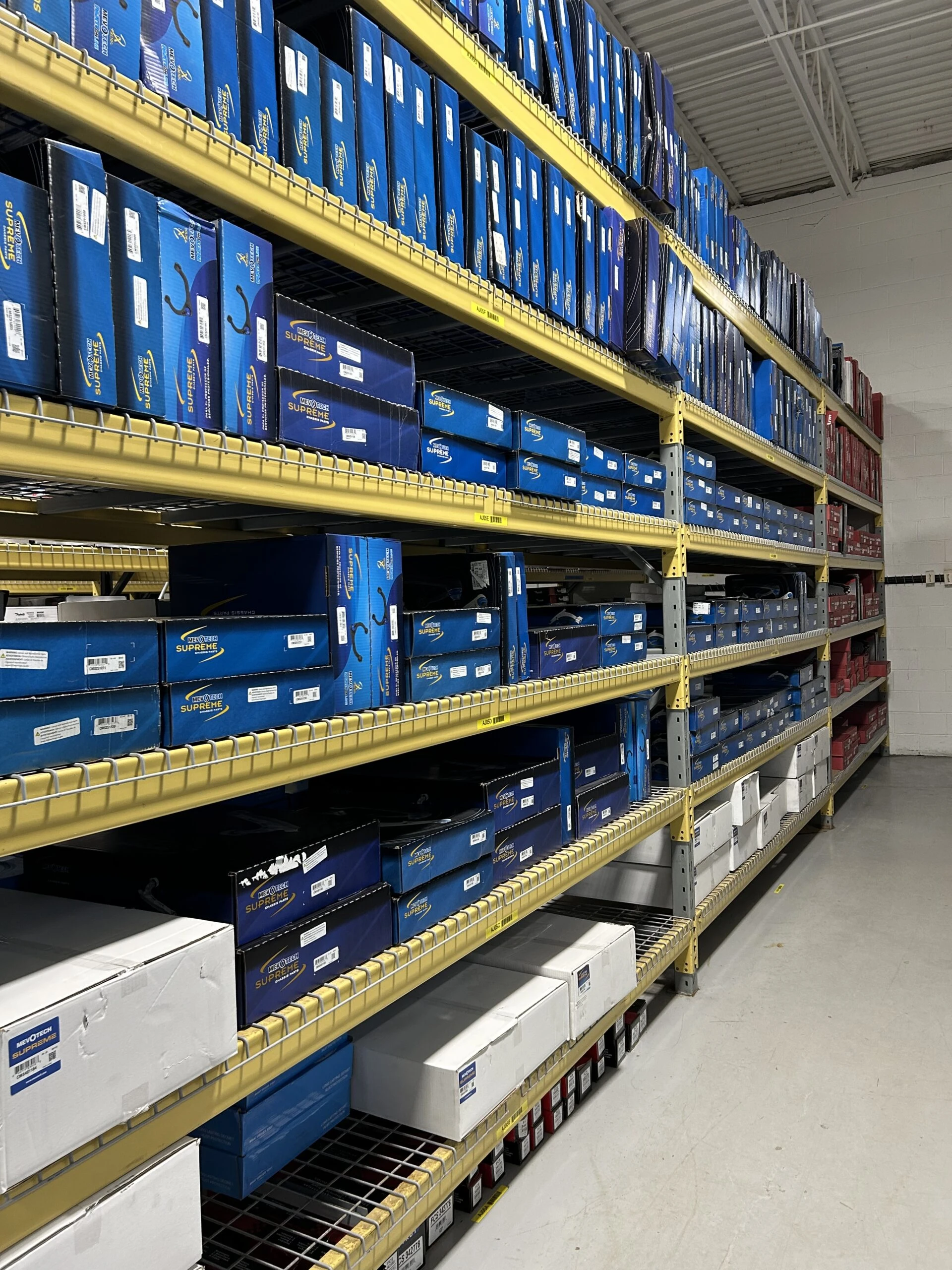 Rows of racks that are stocked with auto parts and auto related products in the United Auto Supply store in Fulton.