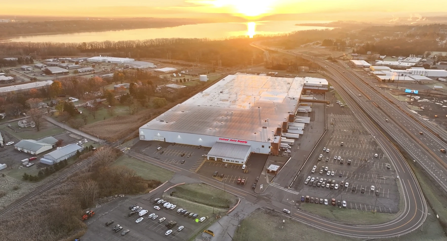 An overview of the entire warehouse that houses the United Auto Supply Distribution center and corporate offices in Syrcause.