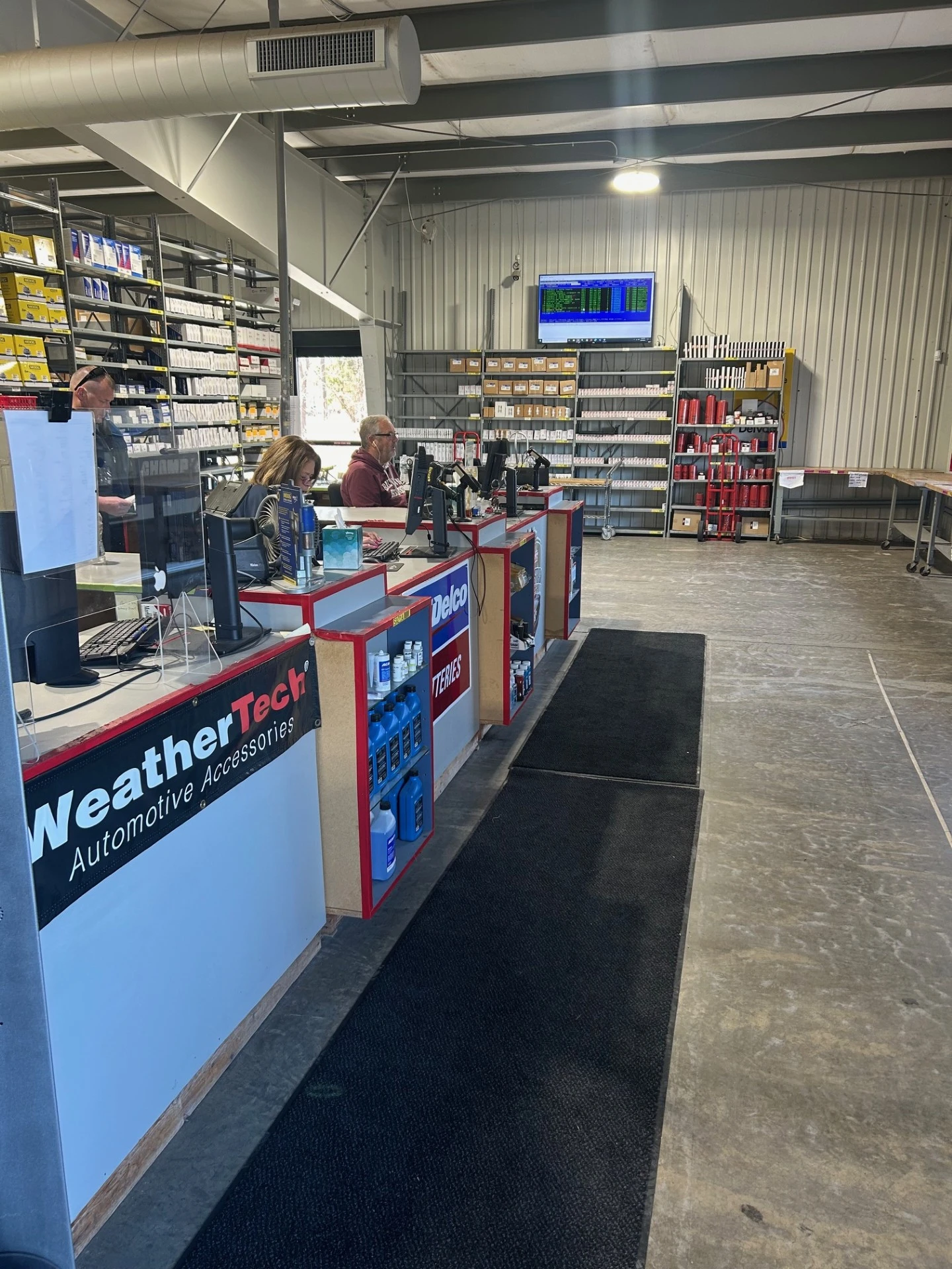 Racks of auto parts inventory available at United Auto Supply in Vestal