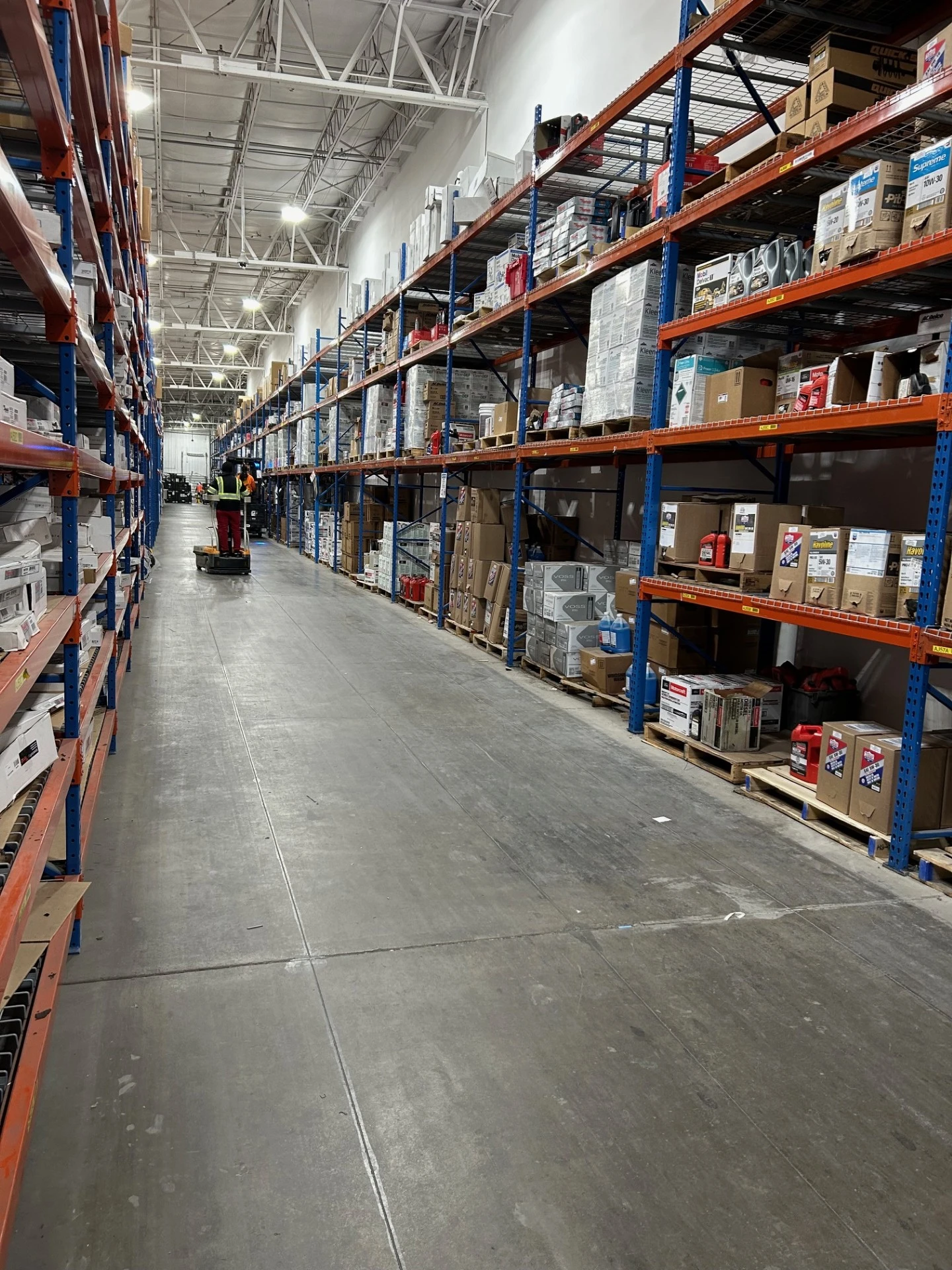 Racks of auto part inventory located in the United Auto Supply Distribution Center in Tonawanda