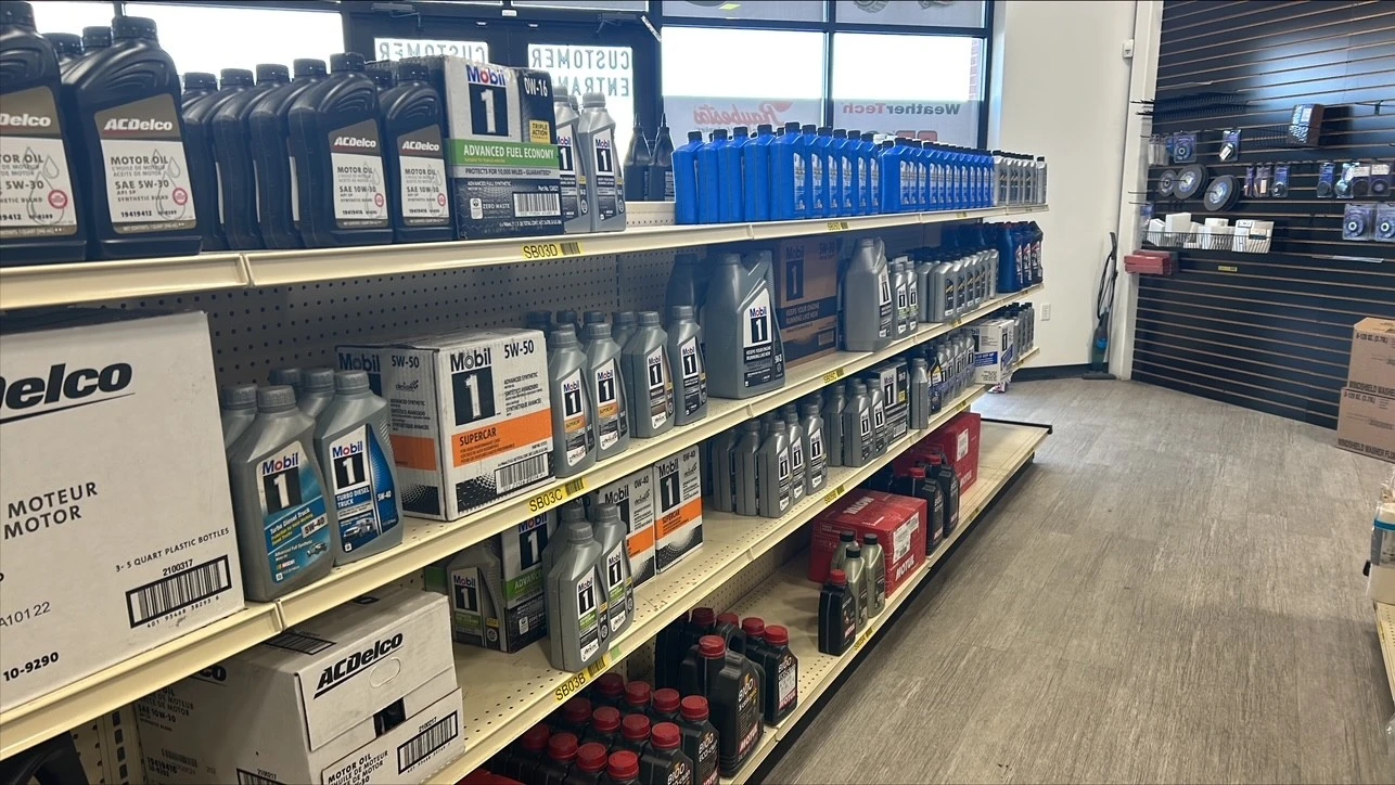 Racks of auto parts inventory stocked in UAS Syracuse.