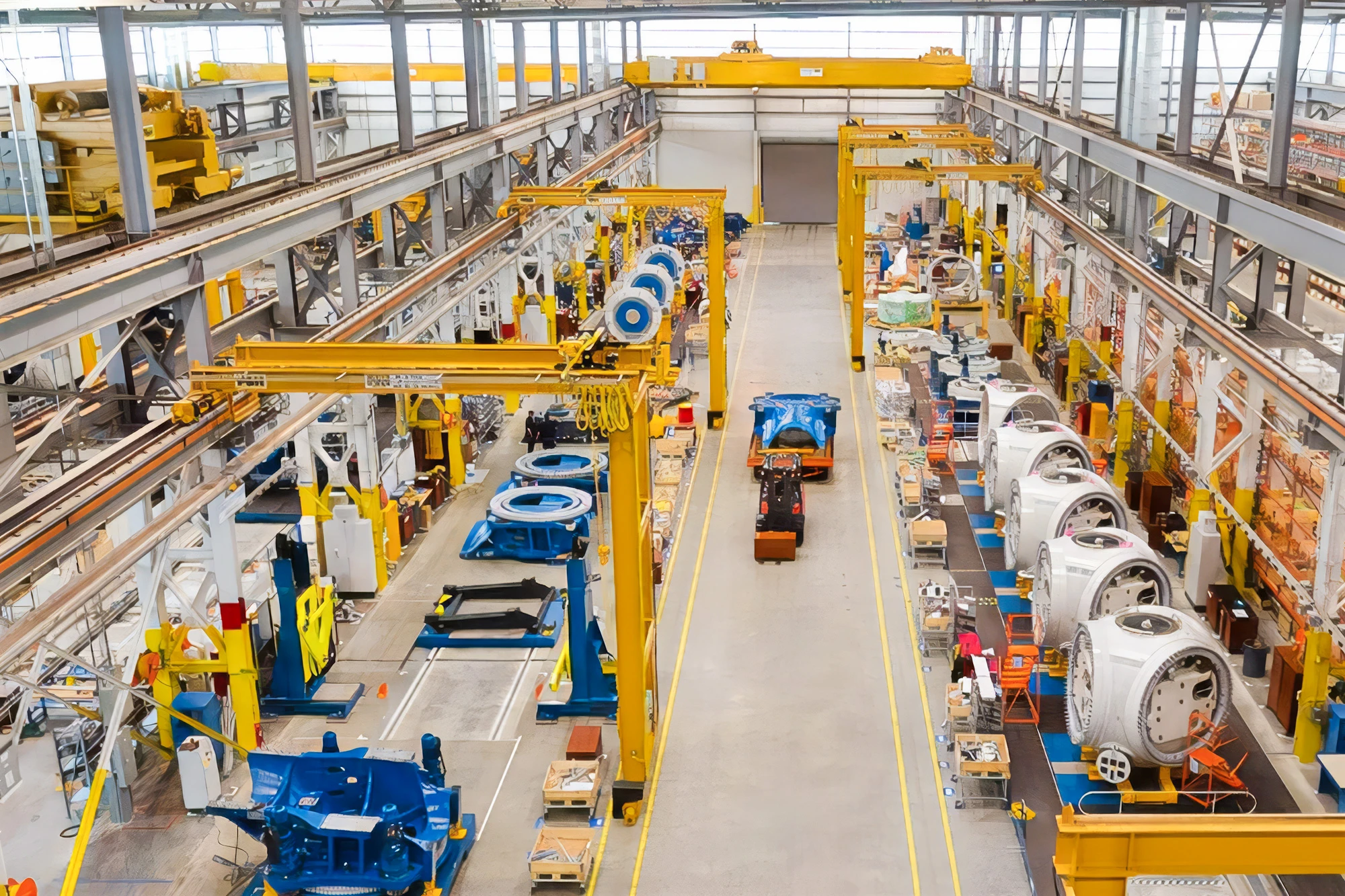 birds eye view of a factory floor