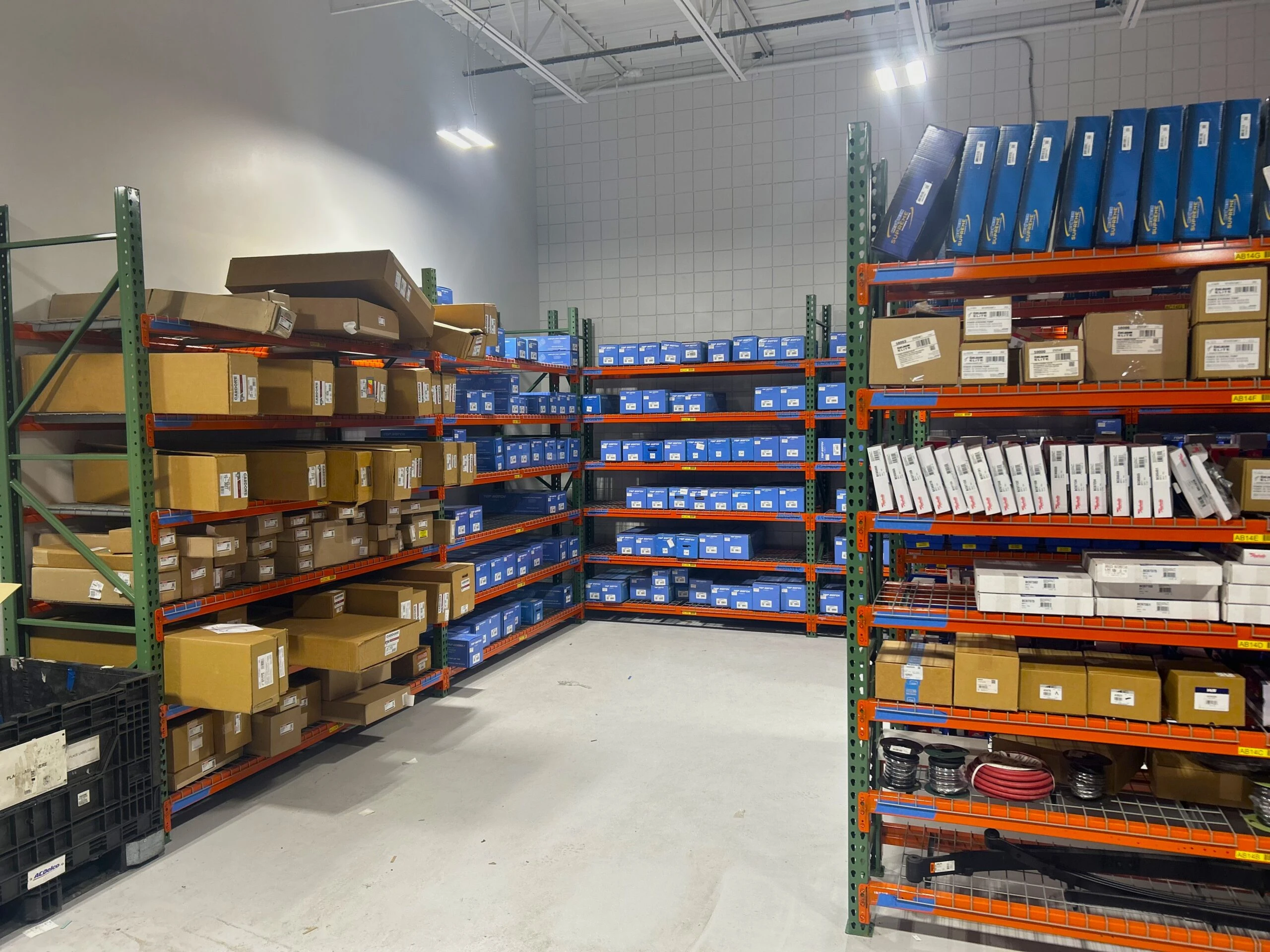 Inventory kept at United Auto Supply consisting of a large range of automotive parts.