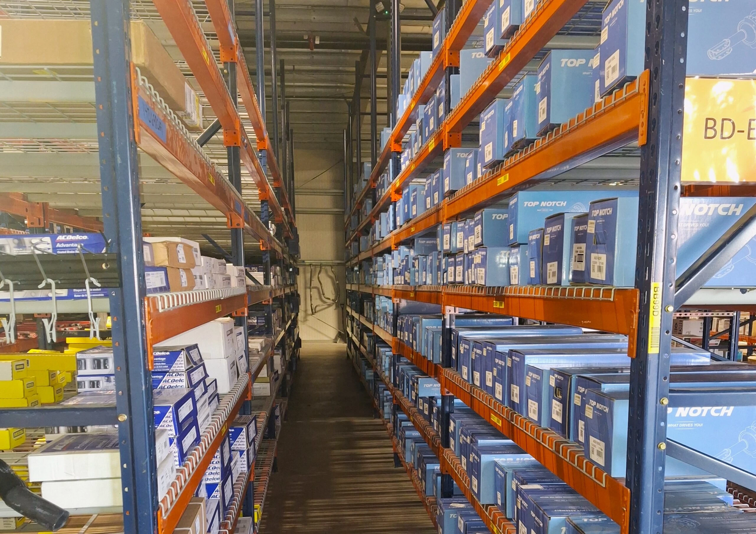 Inventory racks of sales distributor United Auto Supply in Cleveland West.