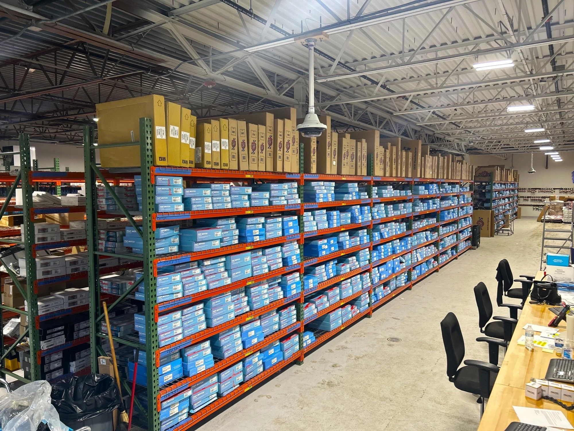 Inventory racks with Top Notch products.
