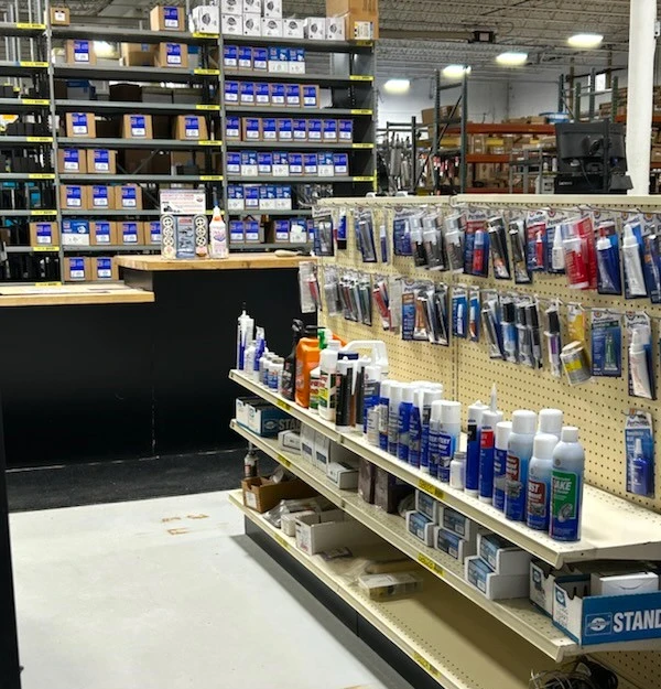 The sales floor containing auto related products.